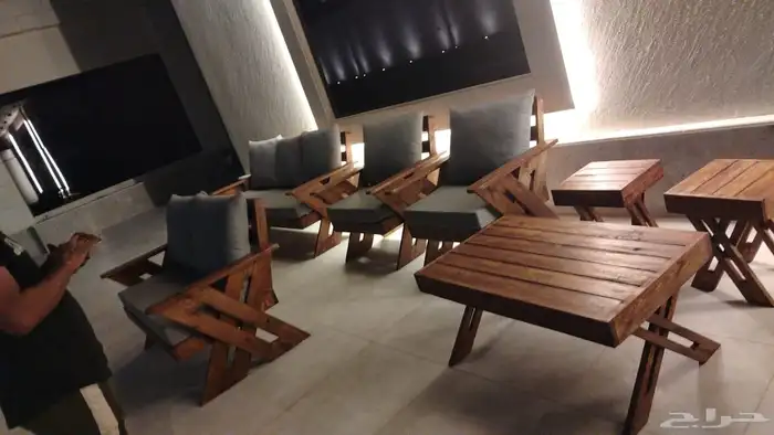 جلسه خارجية خشب طبيعي مقاوم للشمس والمطر 6