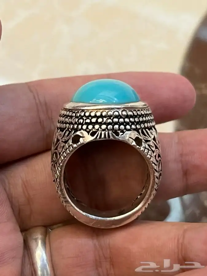خاتم فيروز نيشابوري طبيعي صافي وراهي (تم البيع) 5
