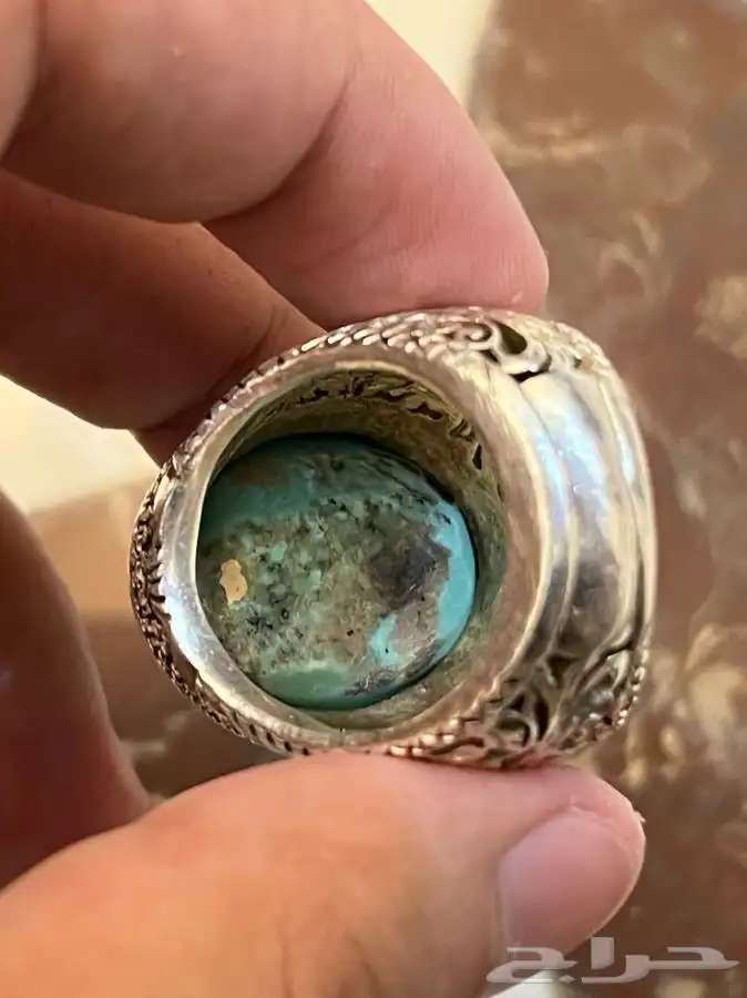 خاتم فيروز نيشابوري طبيعي صافي وراهي (تم البيع) 8