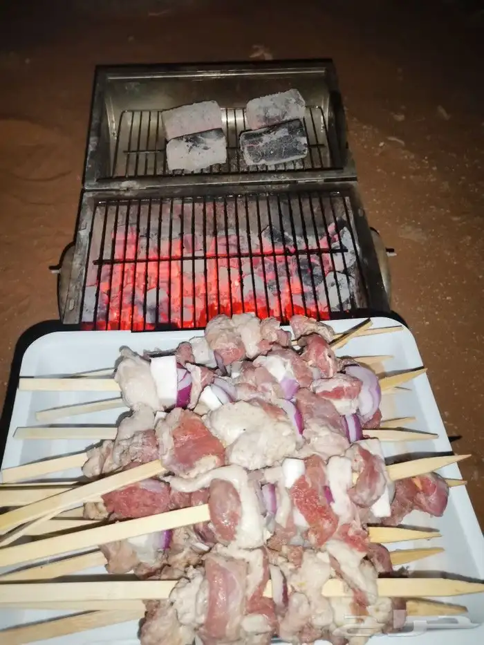 فحم شواء حطب مكاشيت بر رحلات شوي شبة ضو أغراض طلعة المجمعة 2