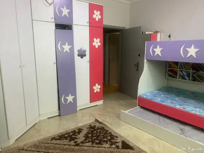 غرفة نوم اطفال مستعمله 3 ادوار خشب نضيف جدامع دولاب 6 فتحات 5