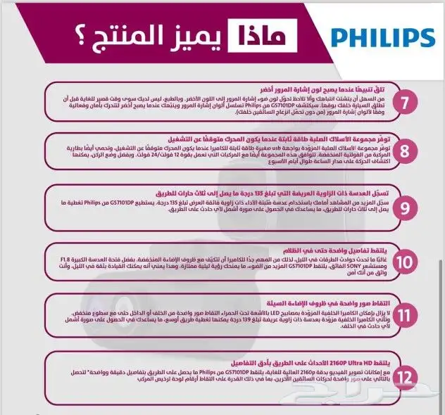 فيليبس داش كام كاميرا 4K Ultra HD أمامية وخلفية 5