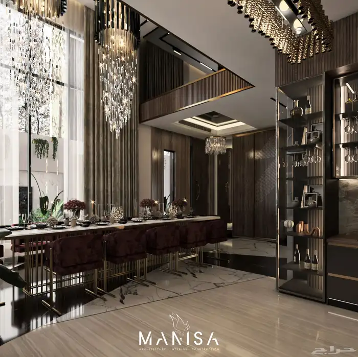 تصميم داخلي 3D للفلل مع اللوحات التنفيذية كاملة 3