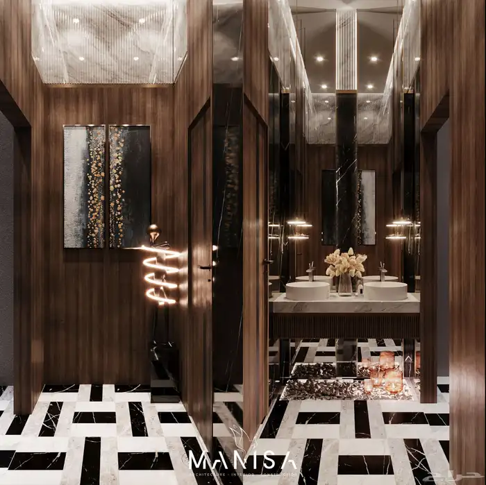 تصميم داخلي 3D للفلل مع اللوحات التنفيذية كاملة 22