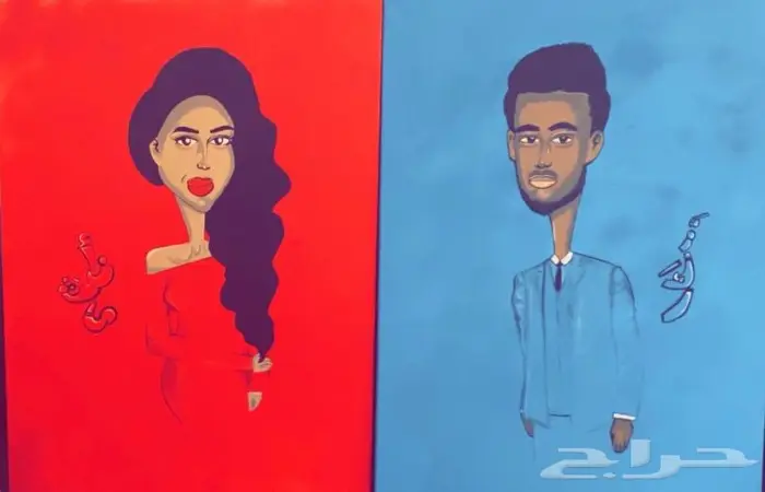 لوحات كانفس حسب الطلب رسامة شخصيات 0