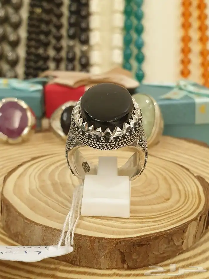 خاتم عقيق يماني أسود فاخر ومميز 3