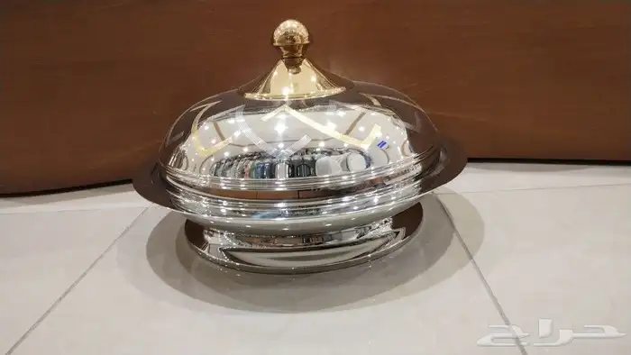صحون كوزي استيل فضي وذهبي بقاعدة غطاء وبدون غطاء 5