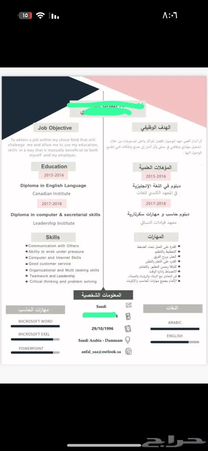 سيرة ذاتية احترافية 24