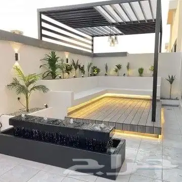 تنسيق وتصميم حدائق شلالات جلسات ارضيه مظلات 2
