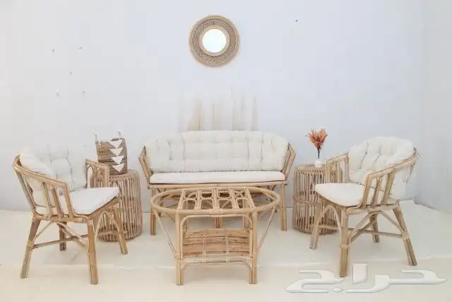 طقم جلسات خيزران طبيعي 0
