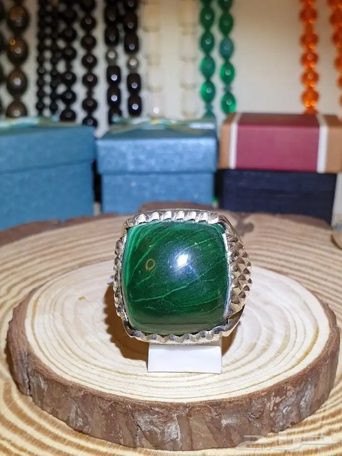 خاتم ملاكيت فخم وراهي بصياغة سترة 6