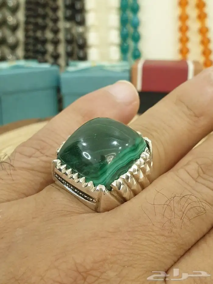 خاتم ملاكيت فخم وراهي بصياغة سترة 8