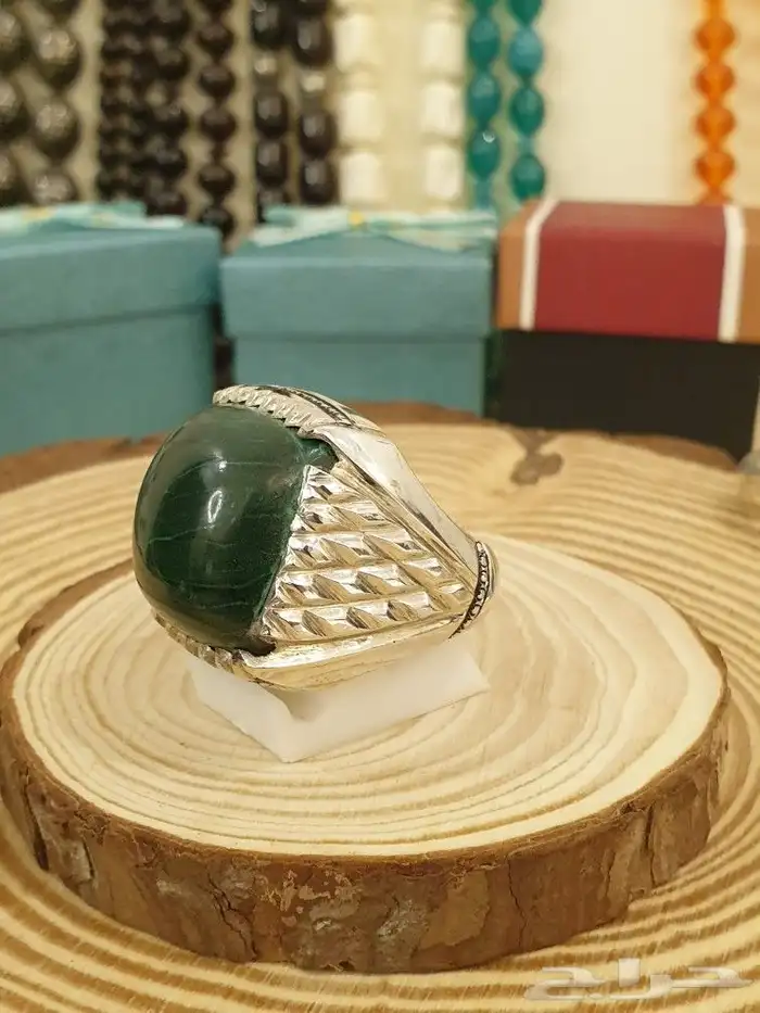 خاتم ملاكيت فخم وراهي بصياغة سترة 4