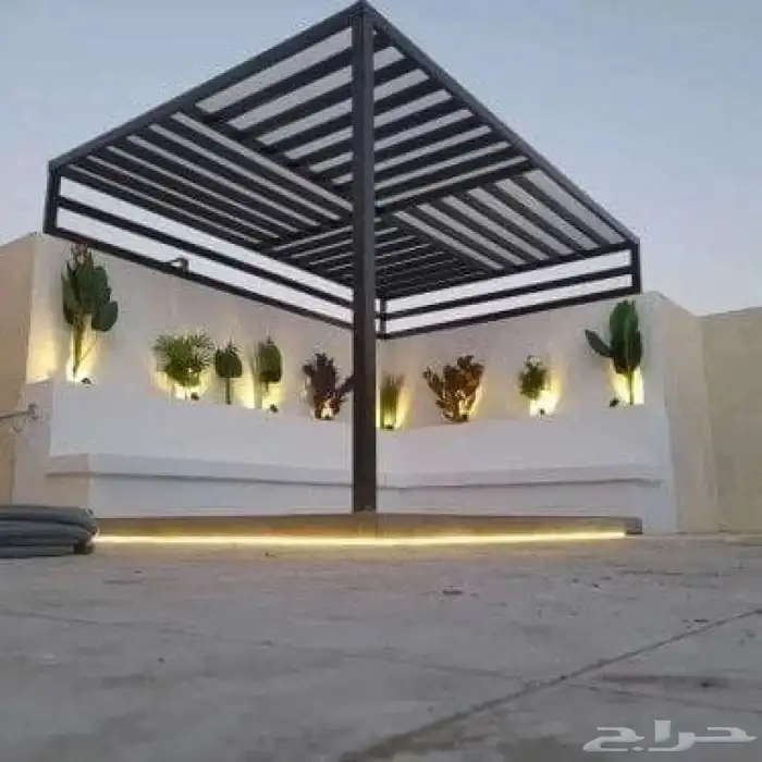 تنسيق حدائق جلسات خارجية مضلات خارجيه مضلات زجاج عشب صناعي 4