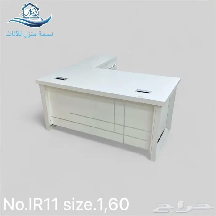 جديد طقم مكاتب مع دولاب كراسي مقاس صغير وسط(لون بيج وخشبي) 2