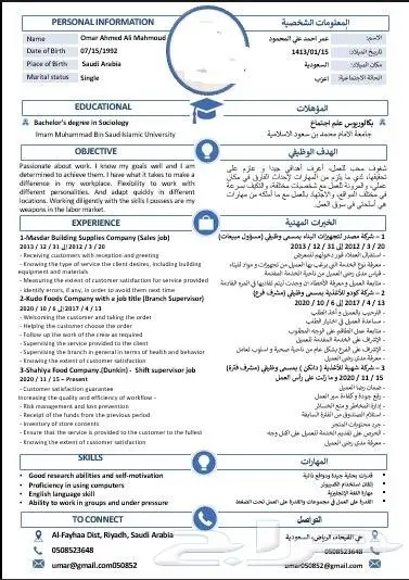 تصميم السيرة الذاتية CV او ATS CV باحترافية واقل تكلفة ووقت 7