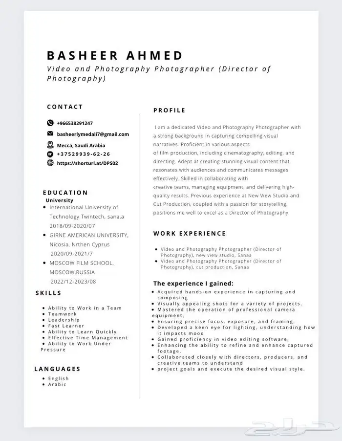 عمل cv احترافي سعر رمزي وتسليم سريع 7