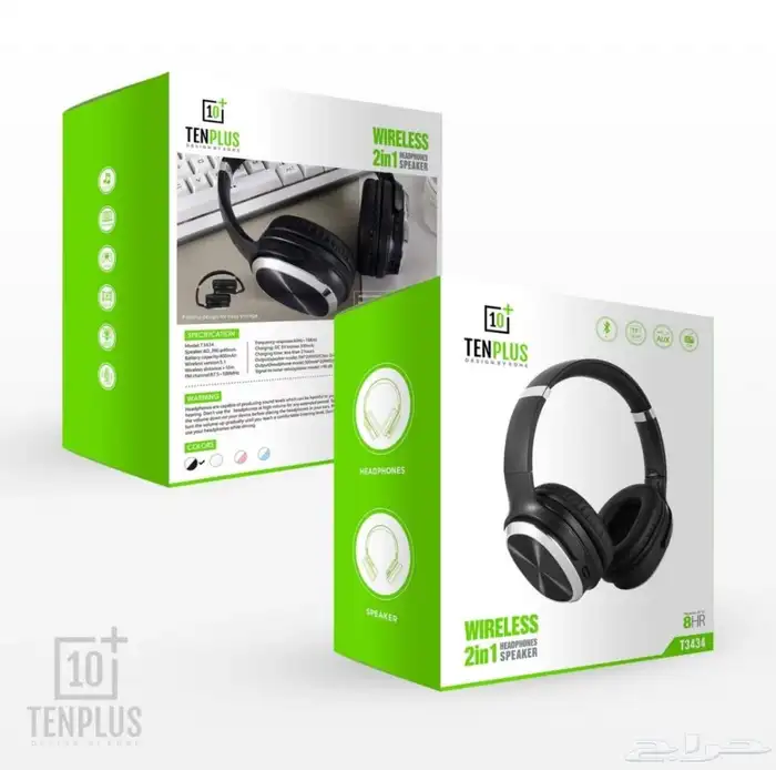 سماعة رأس لاسلكية ومكبر صوت 2 في 1 من TENPLUS 2