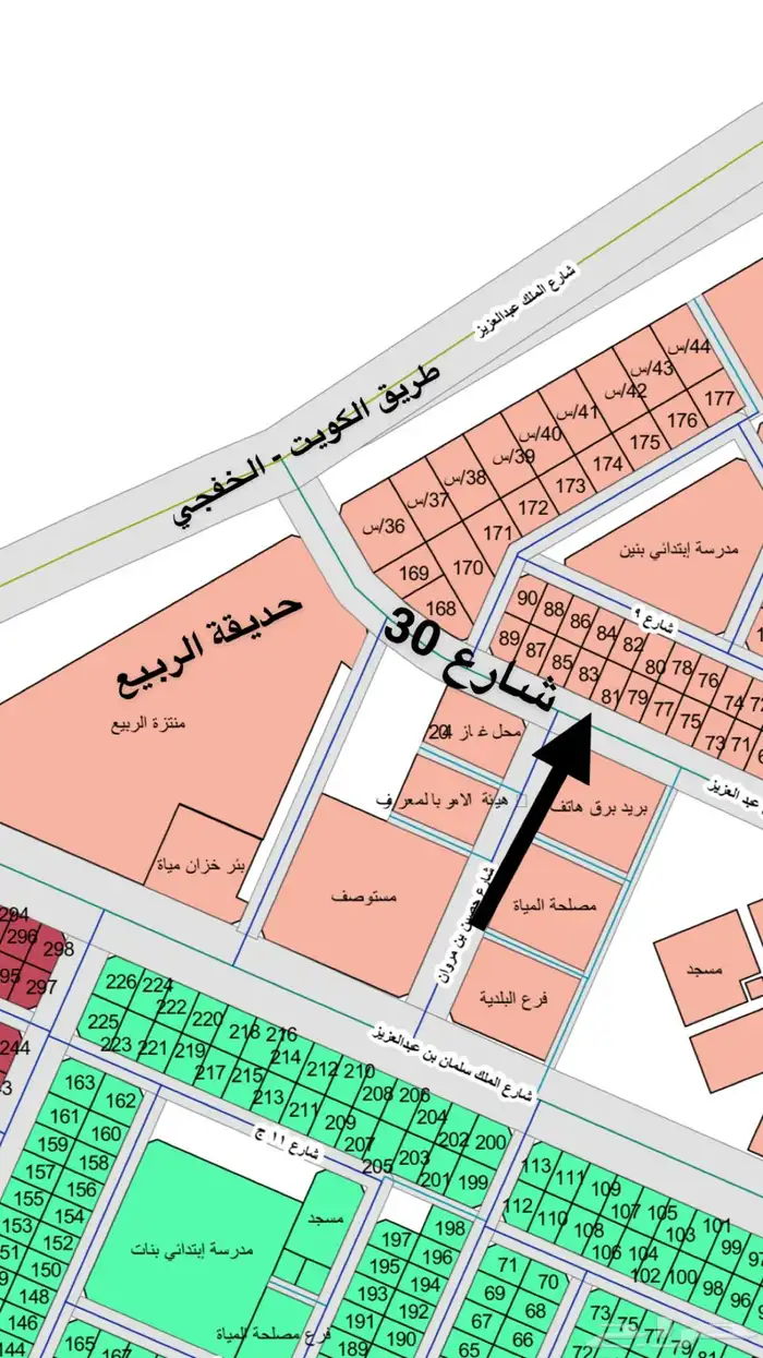 للبيع ارض شارع 30 موقع حيوي النعيرية الربيع 1