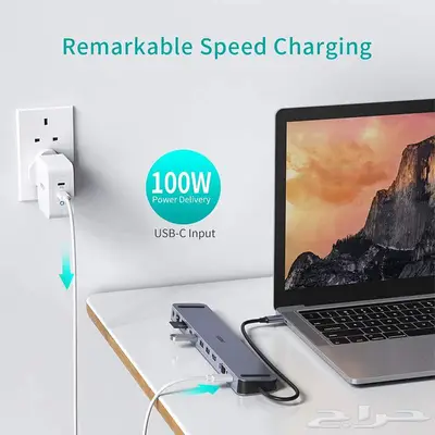 وصلة USB-C متعددة 9 منافذ HDMI USB شحن شبكة ماك ولابتوب 3