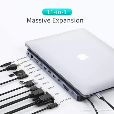 وصلة USB-C متعددة 9 منافذ HDMI USB شحن شبكة ماك ولابتوب 2
