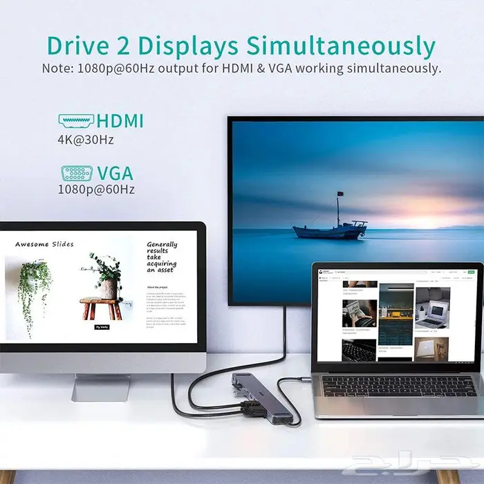 وصلة USB-C متعددة 9 منافذ HDMI USB شحن شبكة ماك ولابتوب 4