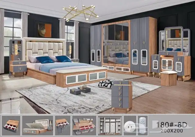 غرفة نوم صيني 9 قطعة جديد بالكرتون 4