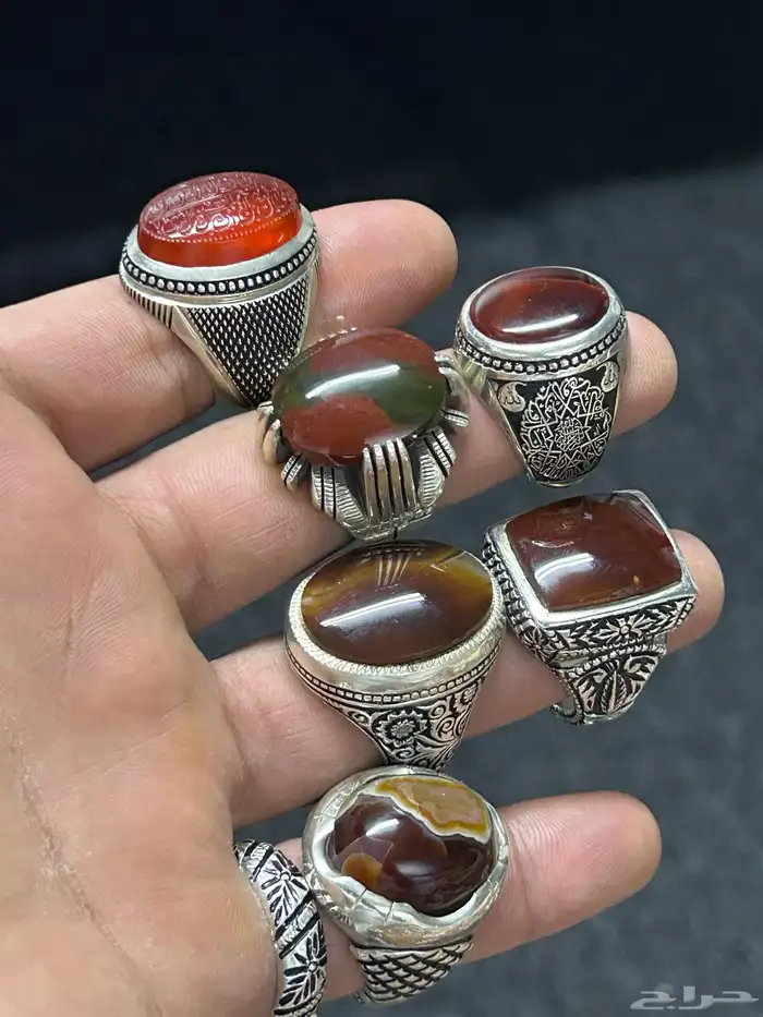خواتم عقيق وفيروزات وسليمانيات للبيع جملة وتفريد 19