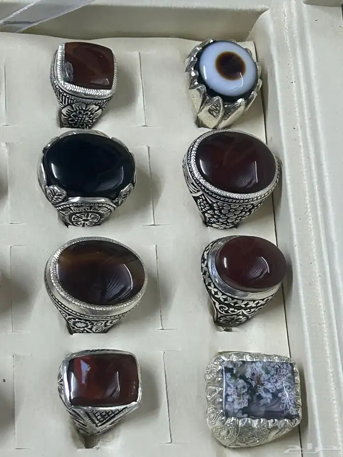 خواتم عقيق وفيروزات وسليمانيات للبيع جملة وتفريد 55