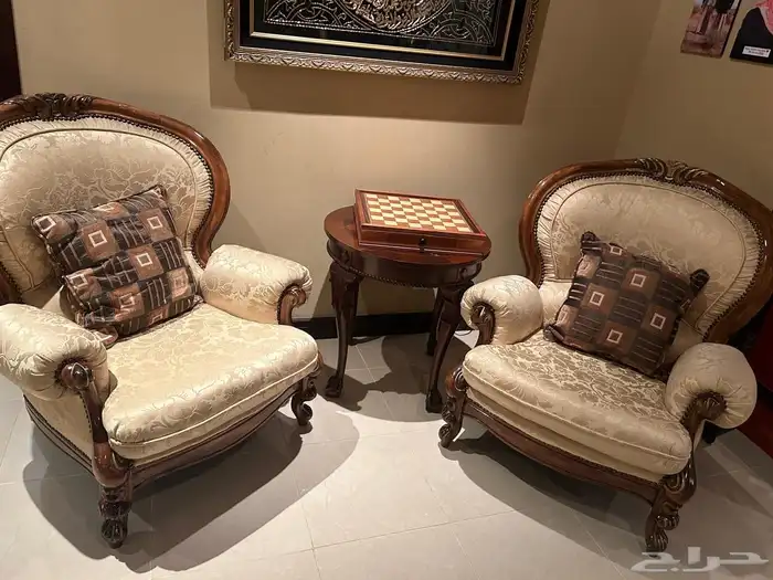 كنب بيج اطراف خشب 0