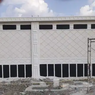 معلم ديكورات خارجيه الأسمنت الأبيض وبطحاء الرياض مع كسر الر 2