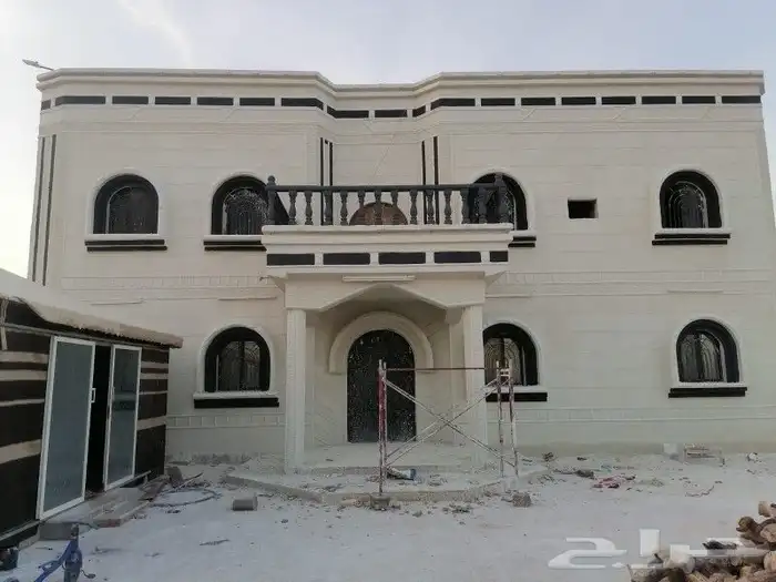 معلم ديكورات خارجيه الأسمنت الأبيض وبطحاء الرياض مع كسر الر 8
