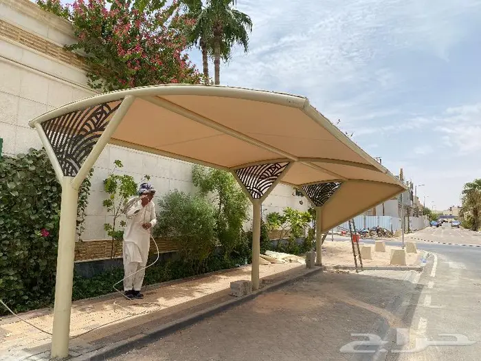 مظلات وسواتر سندويش بتل برجولات شكل خشبي مستودعات لكسان 11