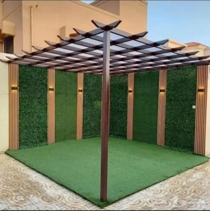 مظلات وسواتر سندويش بتل برجولات شكل خشبي مستودعات لكسان 9