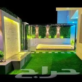 تنسيق وتصميم حدائق جده ومكه جالست عشب صناعي خشب باركيه شلالا 7