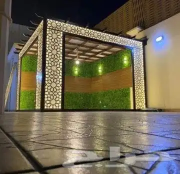 تنسيق وتصميم حدائق جده ومكه جالست عشب صناعي خشب باركيه شلالا 1