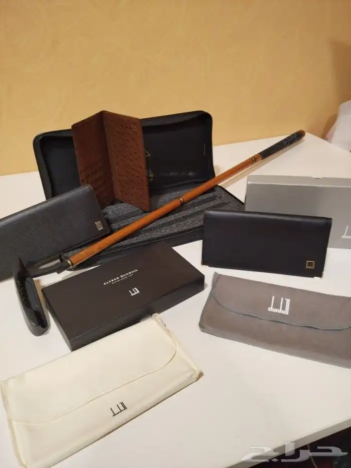 تصفية قطعتين دنهل محفظة جلد نعام ومضرب قولف دنهل اصلي فنتج 6