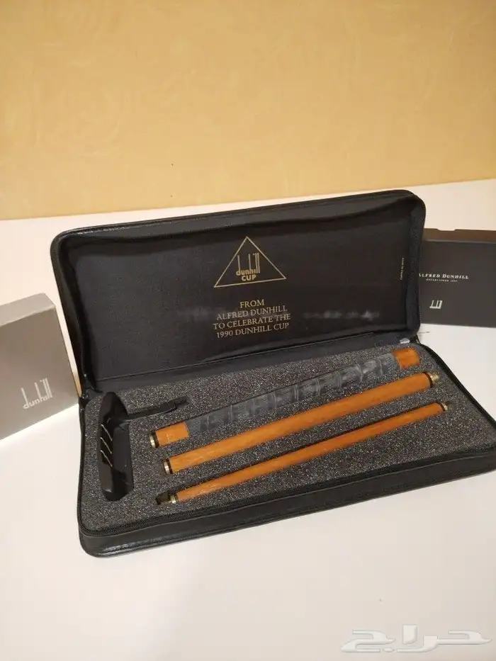 تصفية قطعتين دنهل محفظة جلد نعام ومضرب قولف دنهل اصلي فنتج 1