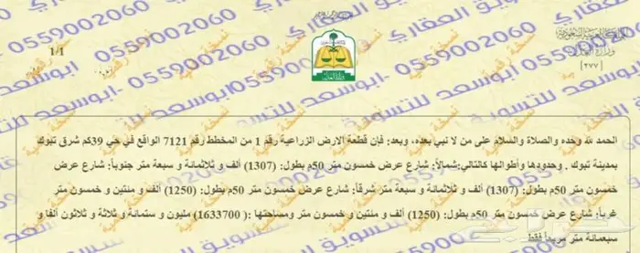 مليون و600الف متر زراعي شرق تبوك بصك الكتروني وتصريح اعلاف 4