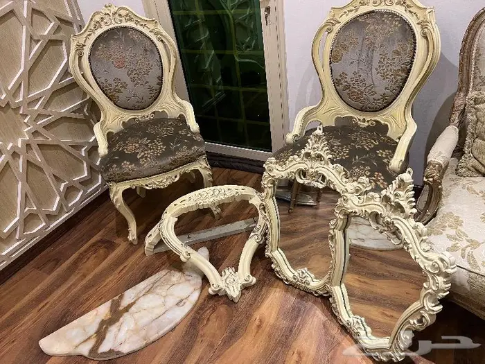 طقم كونسول انتيك خشب زان حفر يدوي 0