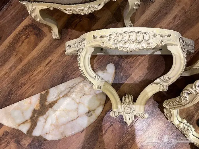 طقم كونسول انتيك خشب زان حفر يدوي 1