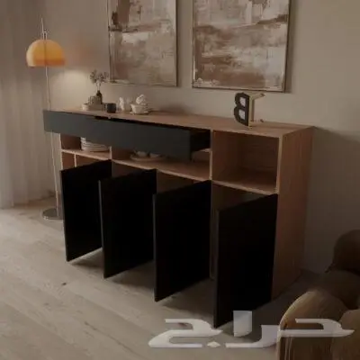 كونسول بوفية او مدخل لون بني مع اسود 3