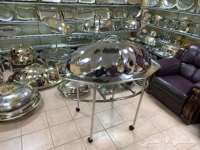 سخان كوزى بيضاوى بالتروللي بحامل الغطاء فضى 1