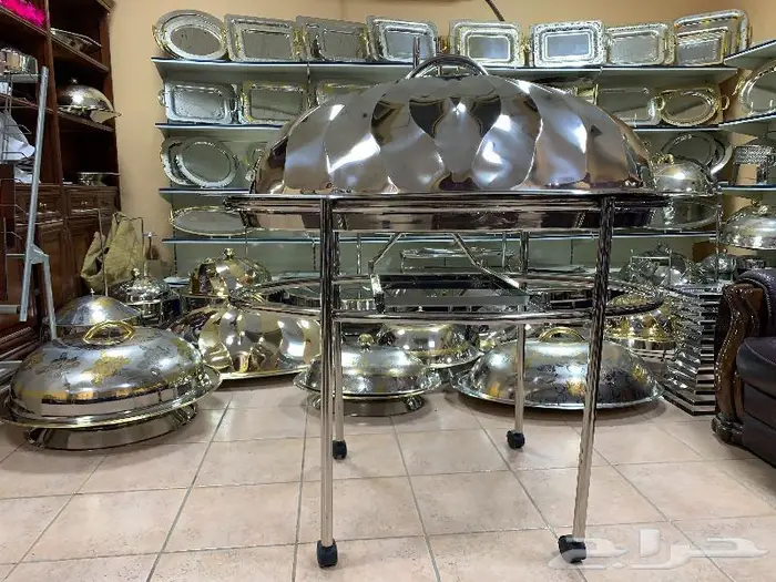 سخان كوزى بيضاوى بالتروللي بحامل الغطاء فضى 2