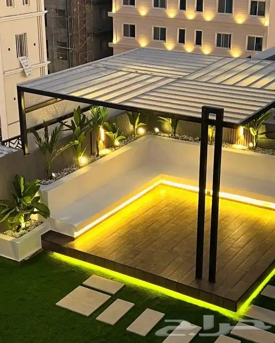 تنسيق حدائق جلسات الخارجيه مظلات شلالات ثيل طبيعي 7