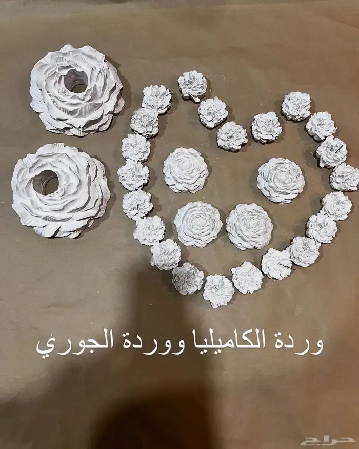 ورد الجوري والكامليا بالجبس اعمال يدويه 4