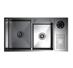 حوضين مجلى مطبخ 95 50 نانو اسود 0