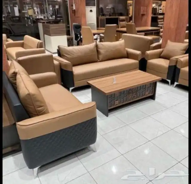 طقم كنب جلد جديد كل الوان اسعار مصنع 0