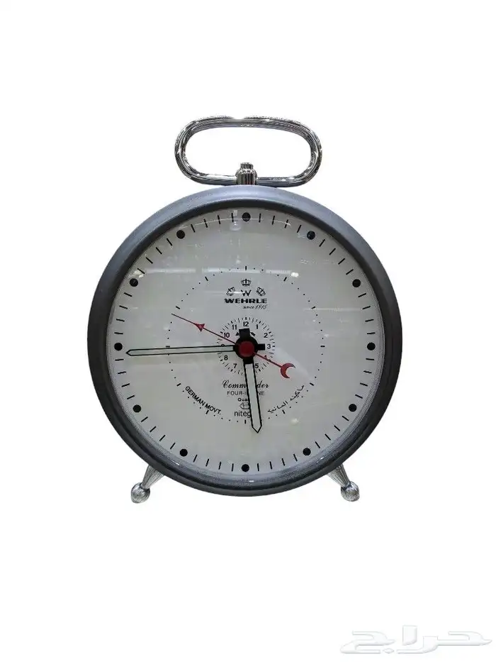 ساعة منبه خراشه الماني القديم بالبطارية مضيئة بالليل 0