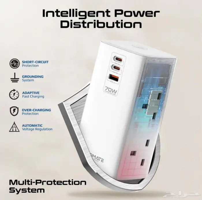 محطة شحن متعددة المنافذ بقدرة 70 واط توفرشحن بفائة عالية 2